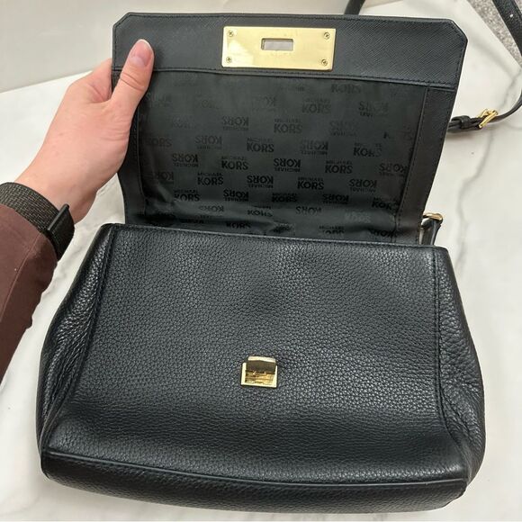 MICHAEL Michael Kors Pebbled Black Leather Callie Top Handle Bag - Picture 3 of 16